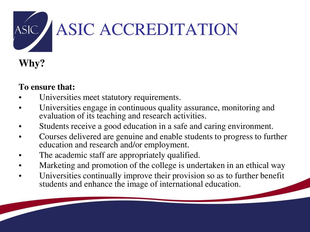 Asics accreditation 2024